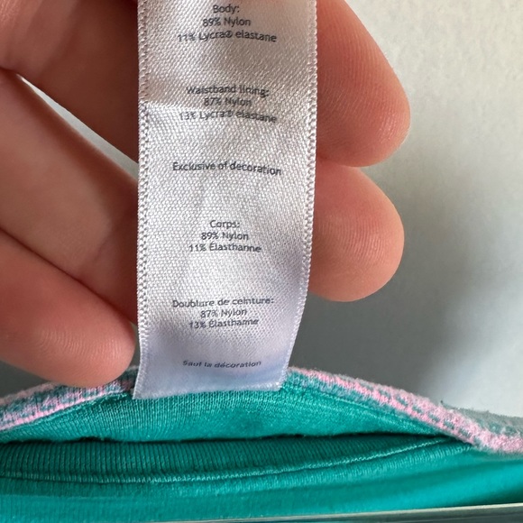 Ivivva by Lululemon Athletica Girls Pink Turquoise Cropped Leggings size 10 EUC - Picture 4 of 5